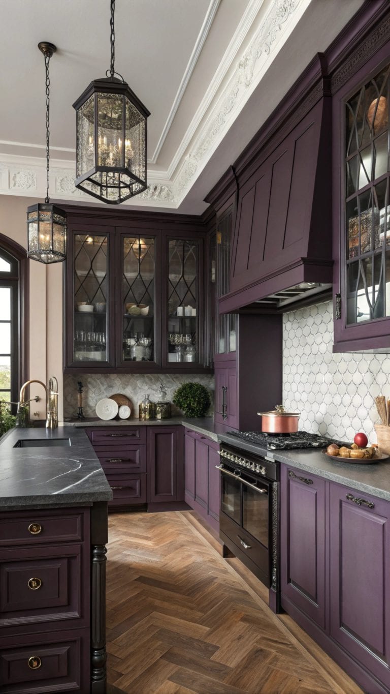 purple kitchen cabinet ideas