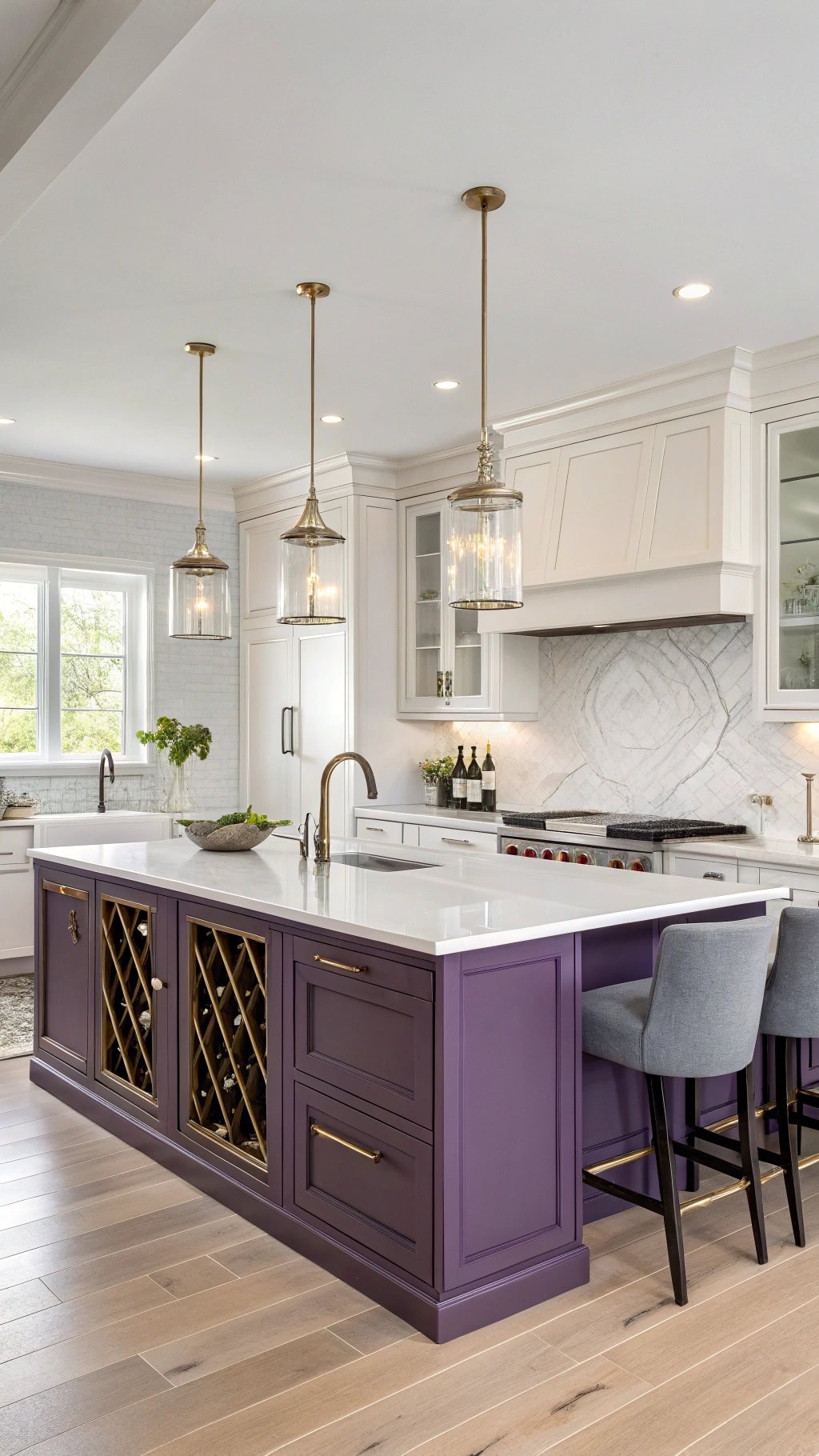 purple kitchen island centerpiece