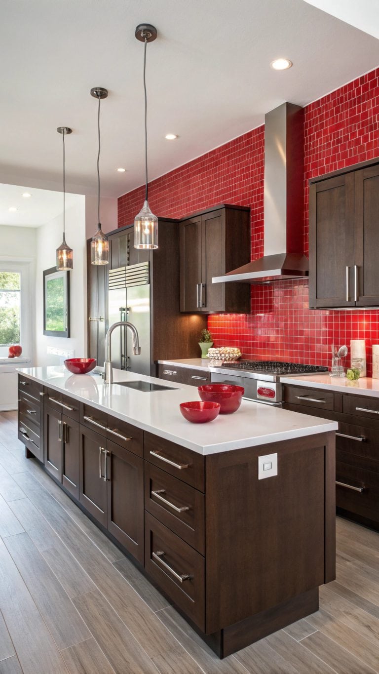 red backsplash kitchen ideas