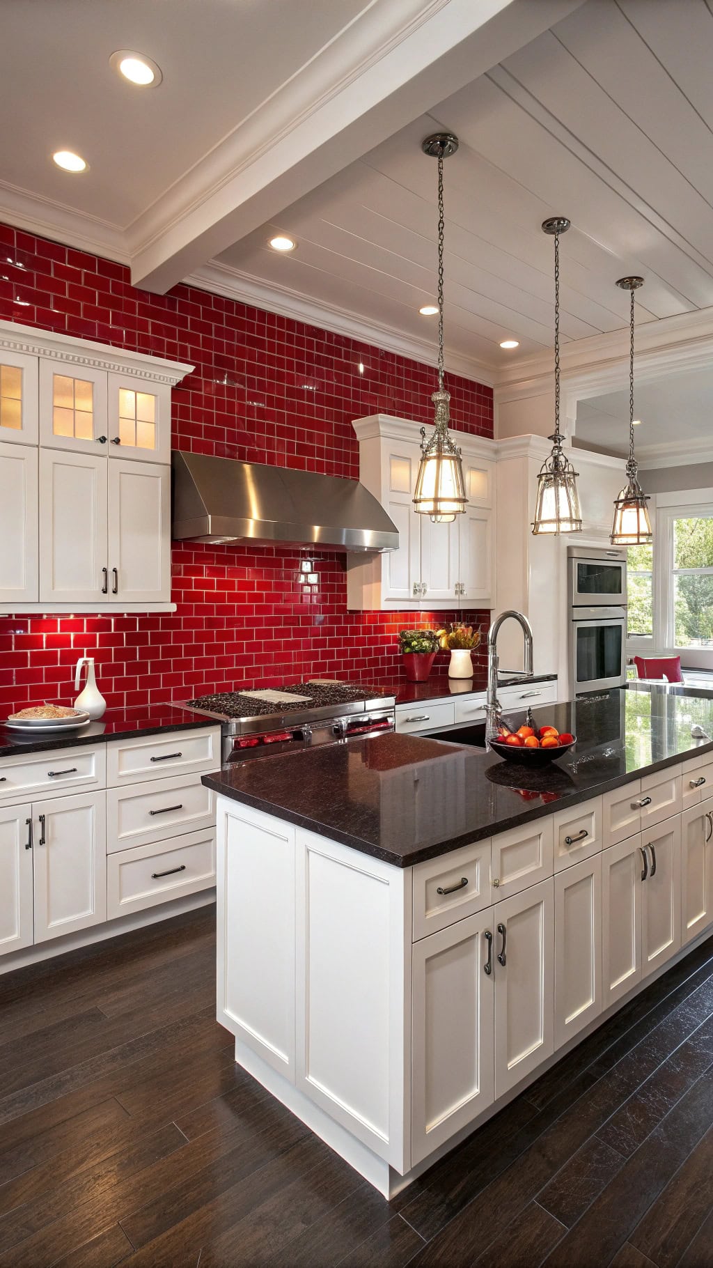 red ceramic black countertops