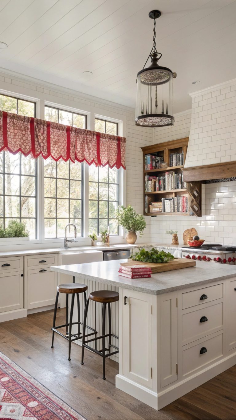 red kitchen curtain styles