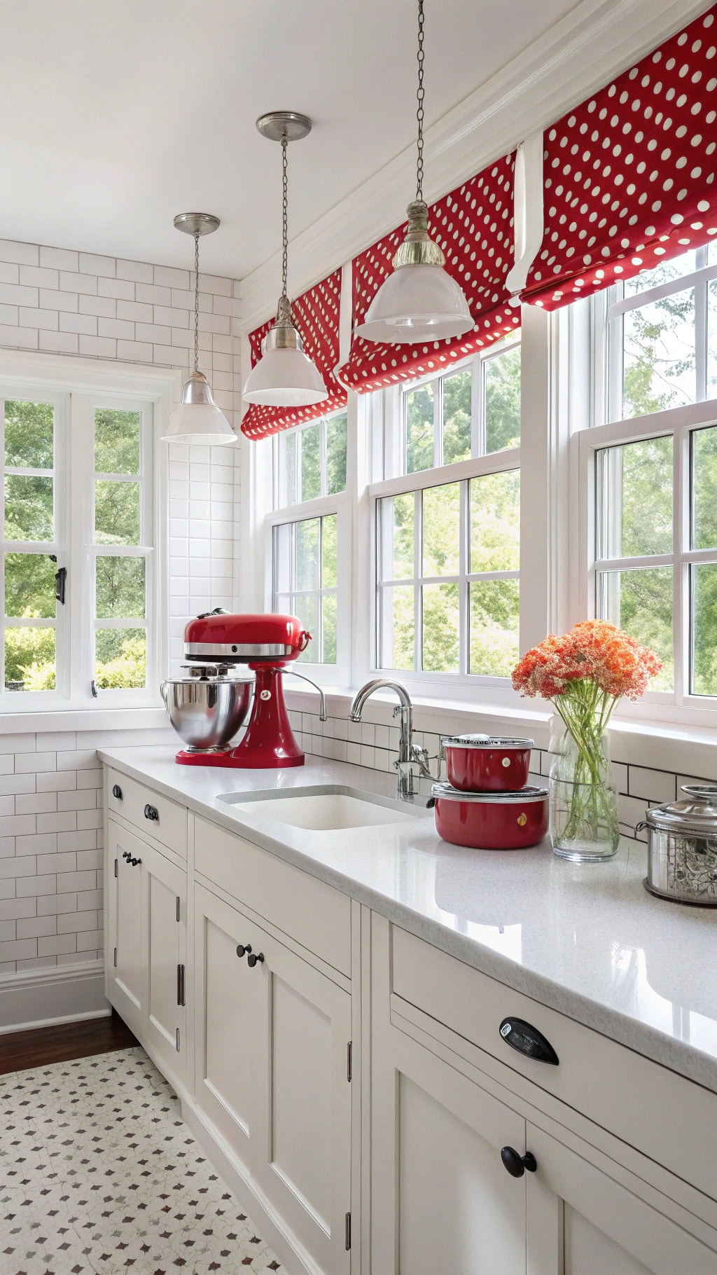 red polka dot curtains