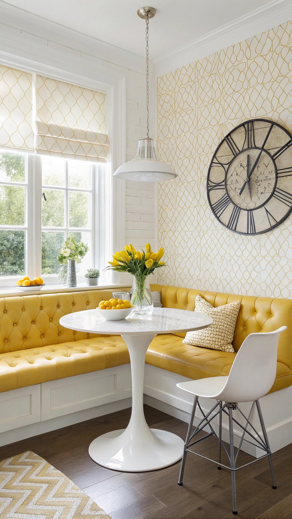 retro yellow dining area