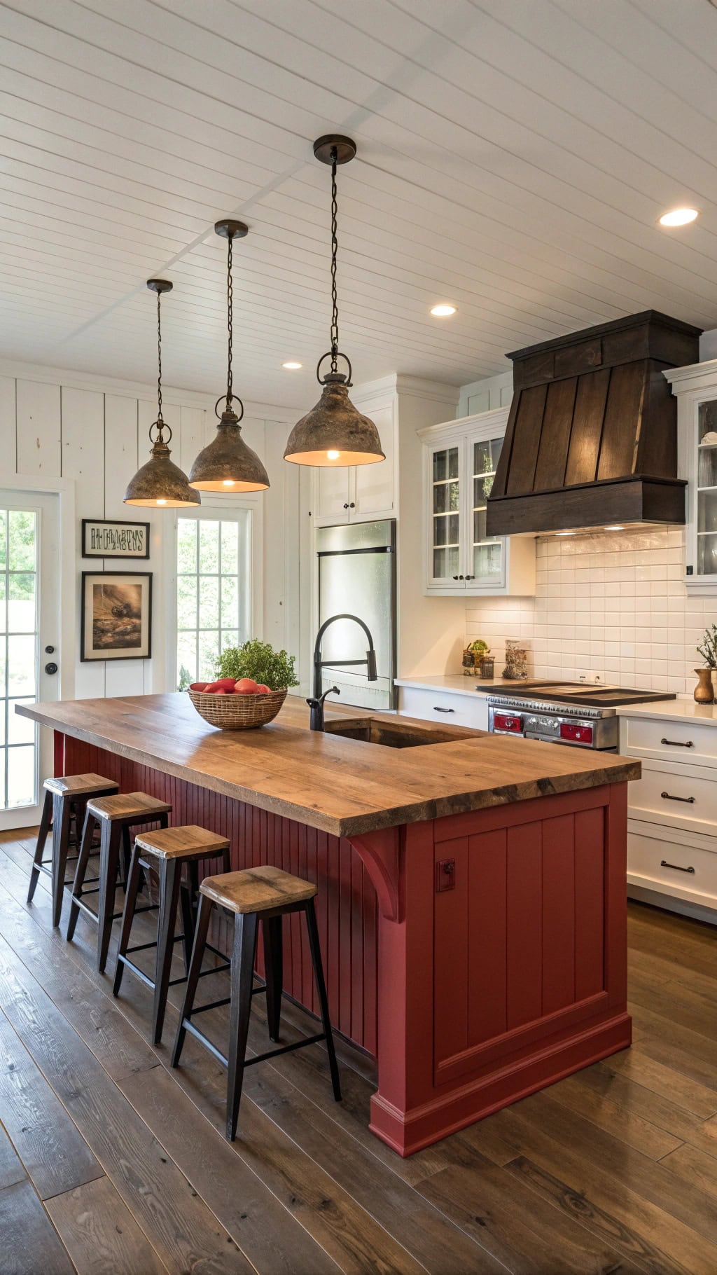 rustic red butcher block