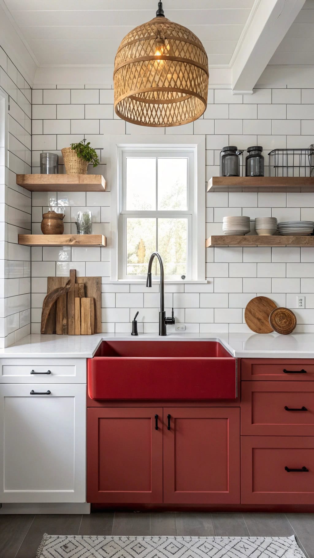 rustic red farm sink