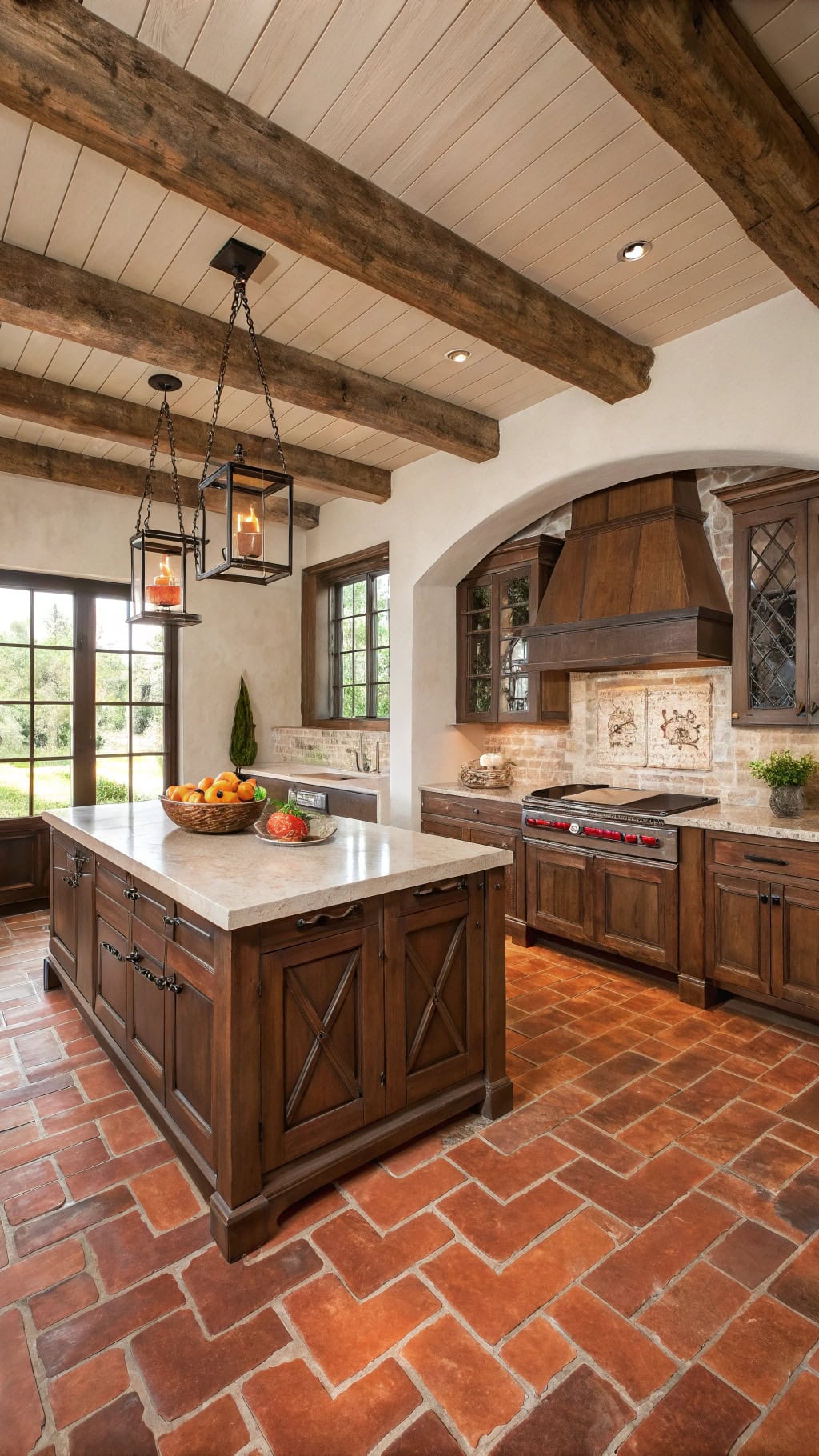 rustic red tile flooring