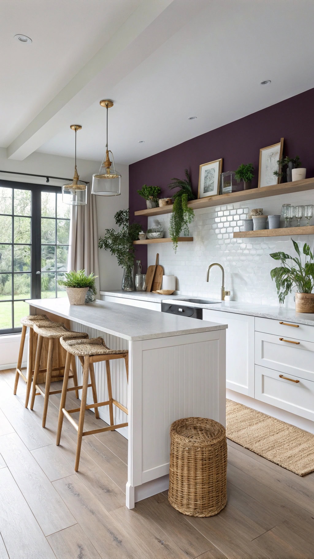 scandinavian inspired purple kitchen design