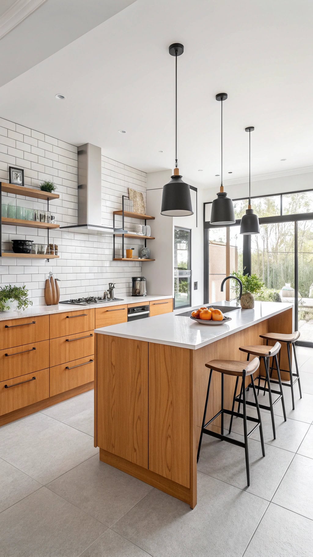 scandinavian orange wood kitchen