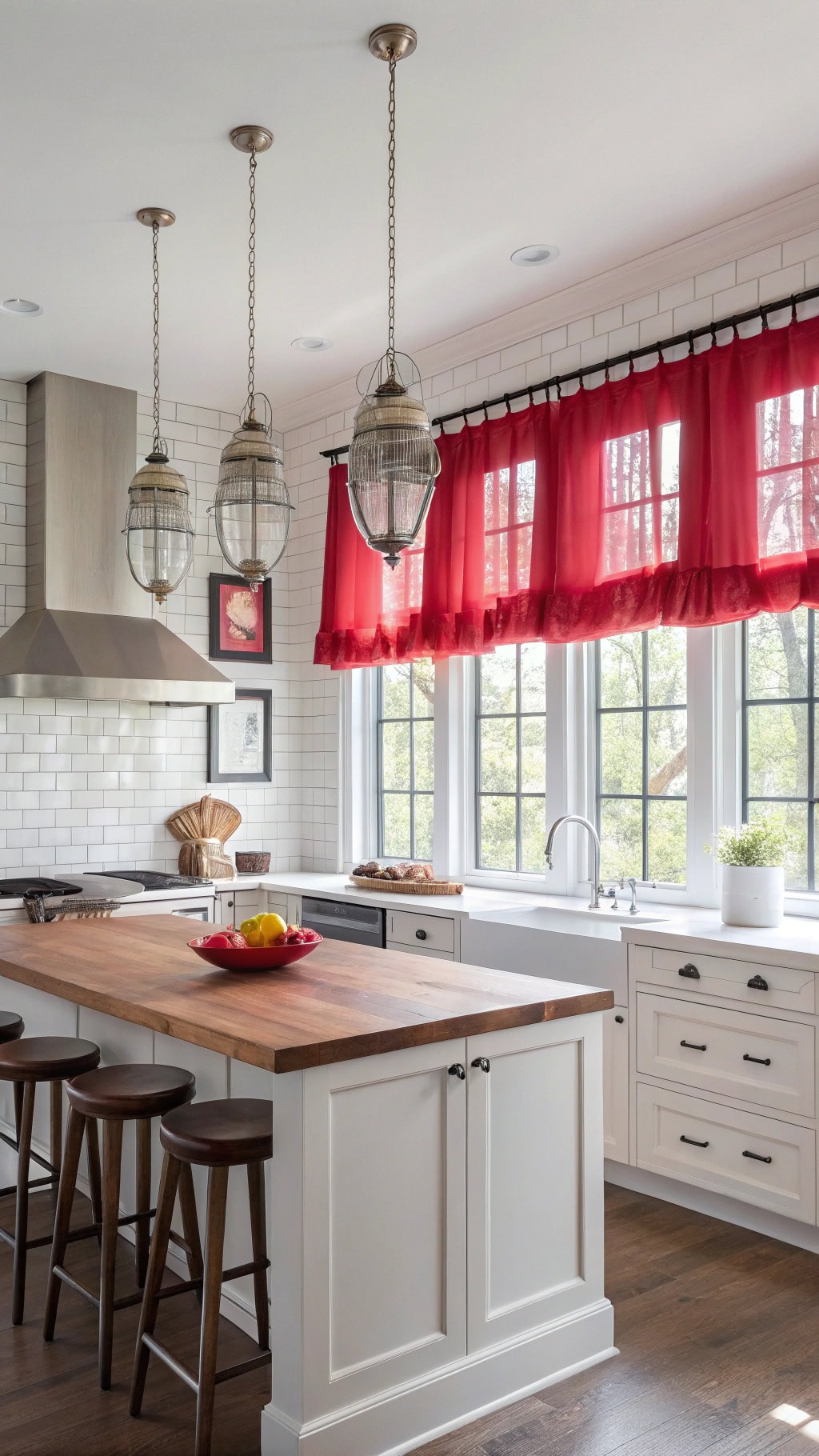 sheer cherry red curtains