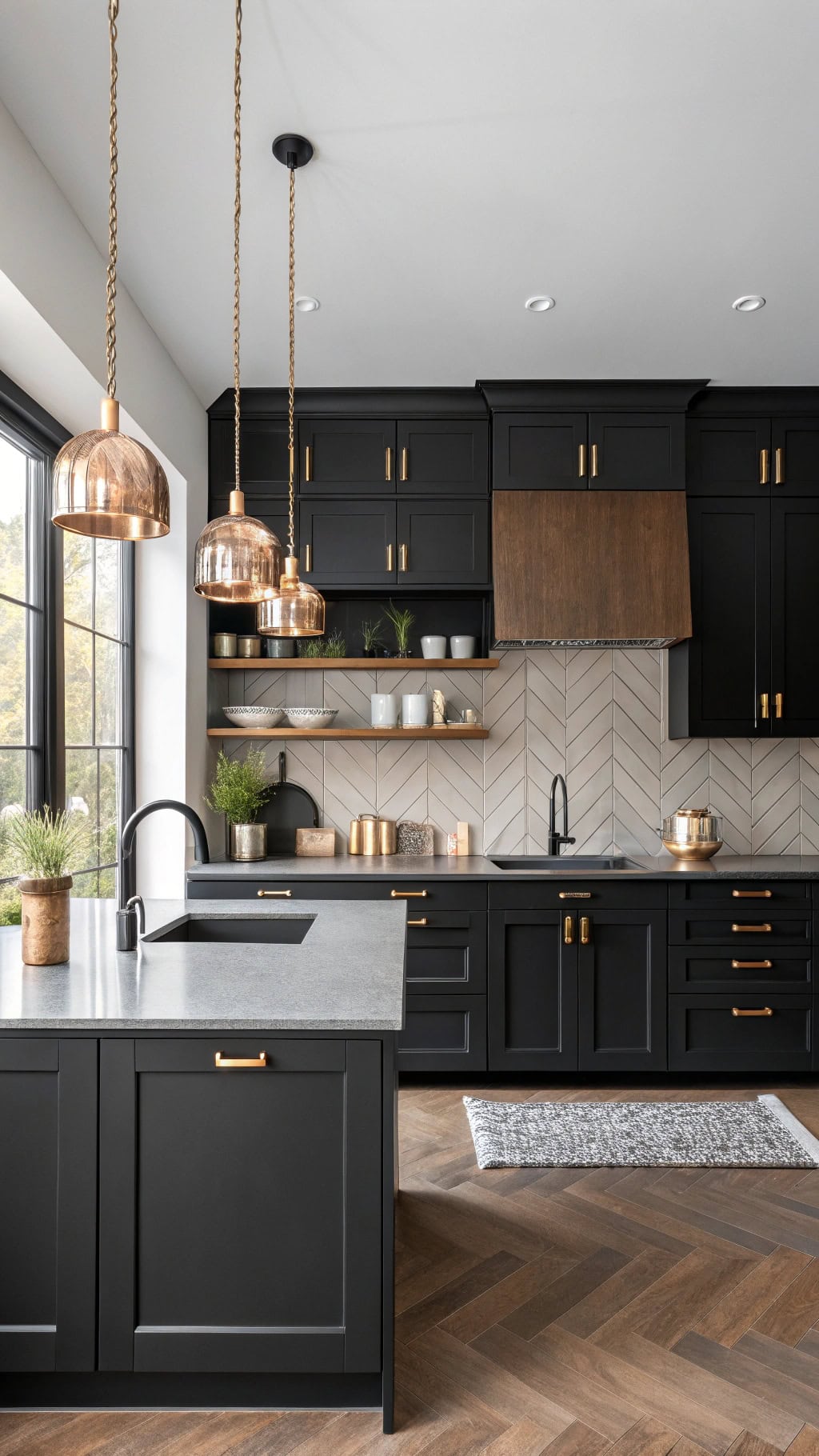 sleek black kitchen elegance