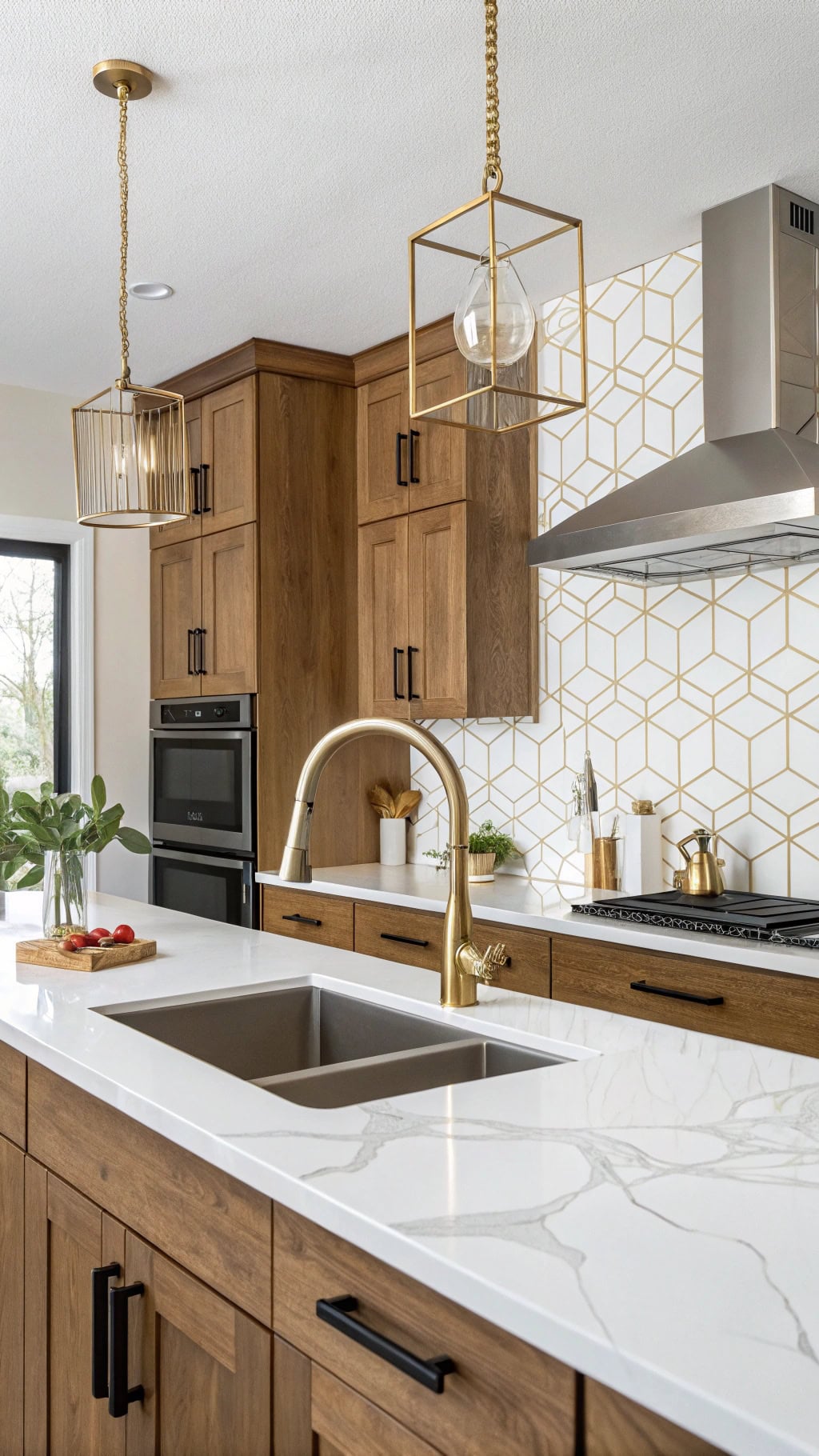 sleek gold kitchen faucet