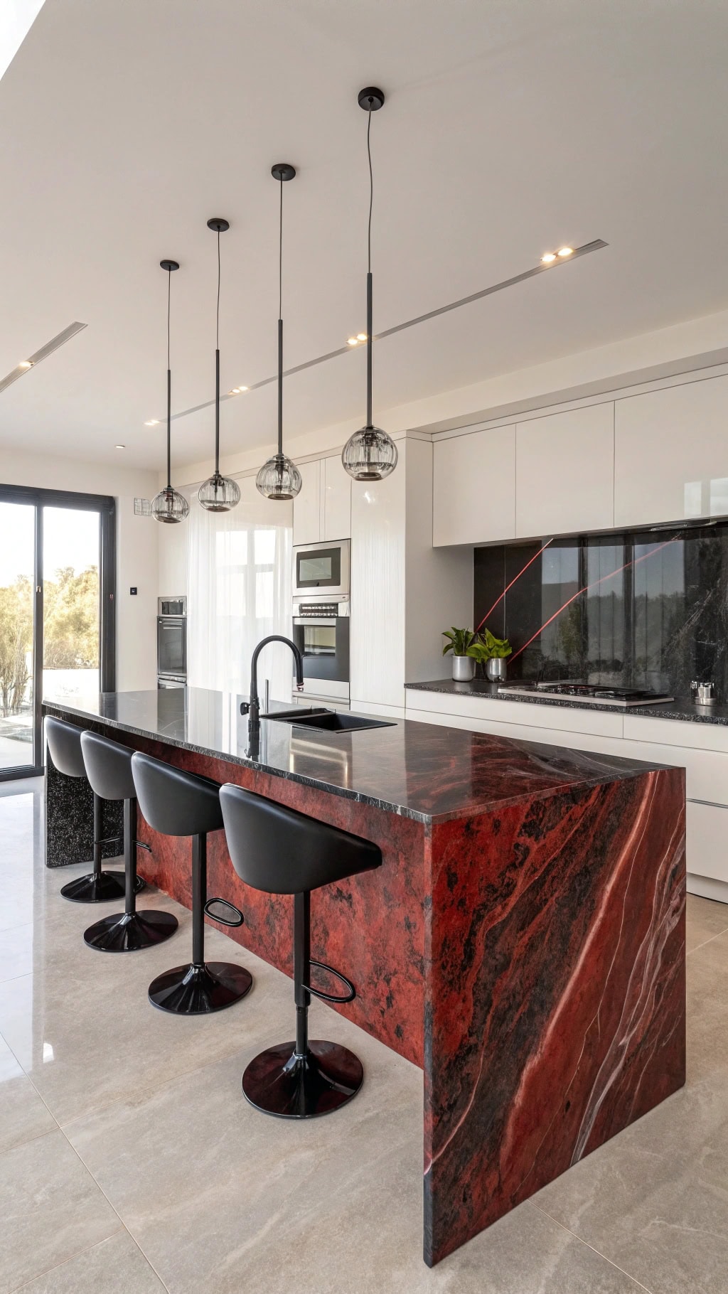 sleek red dragon granite