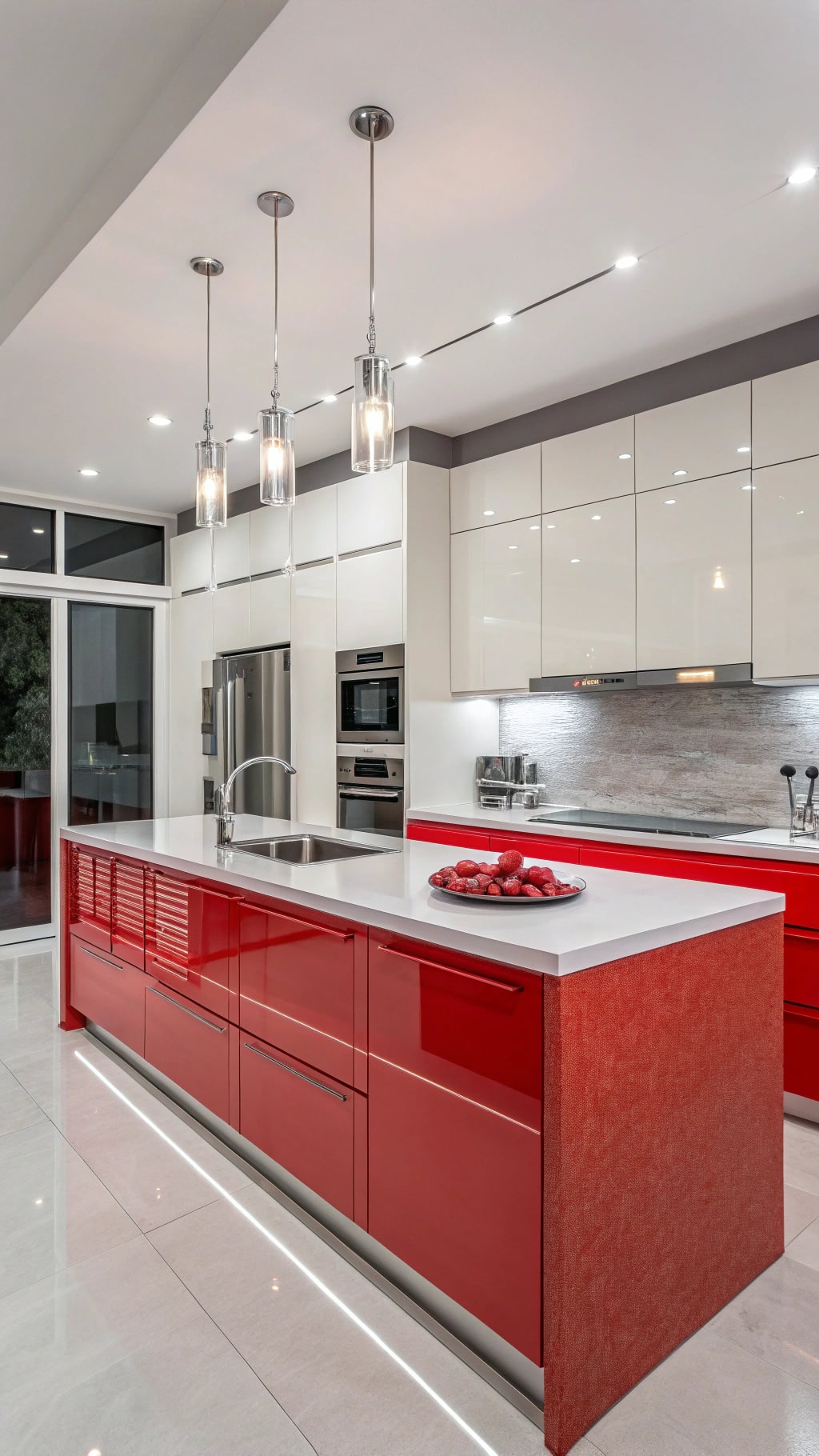 sleek red stainless aesthetic