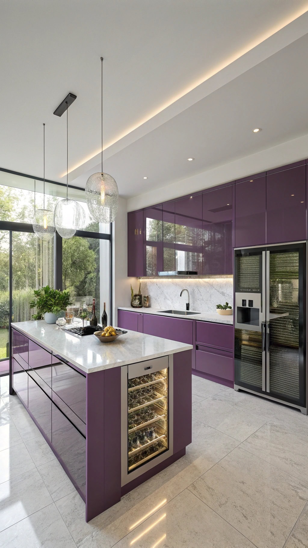 sleek violet glass design