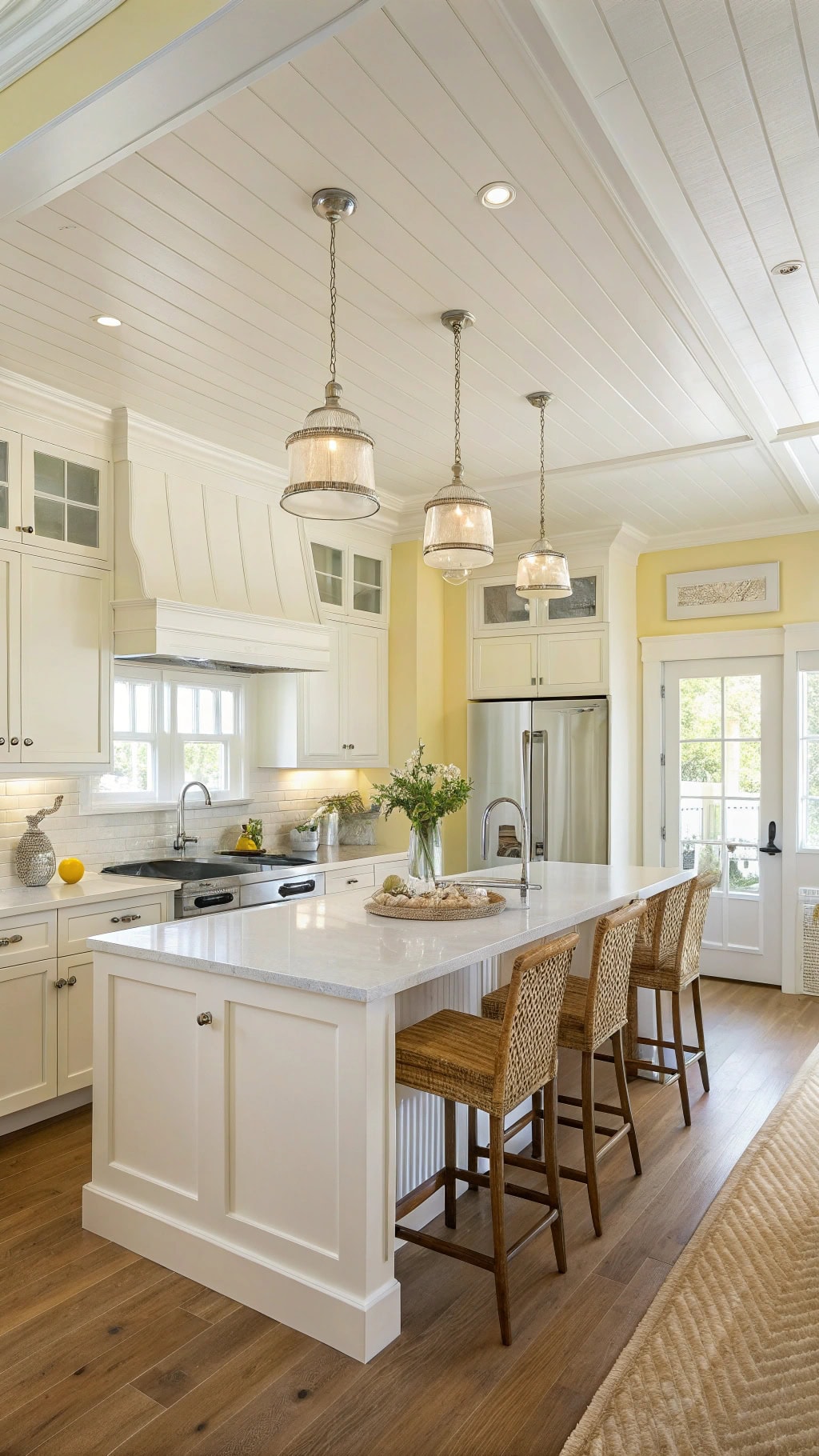 soft yellow coastal kitchen