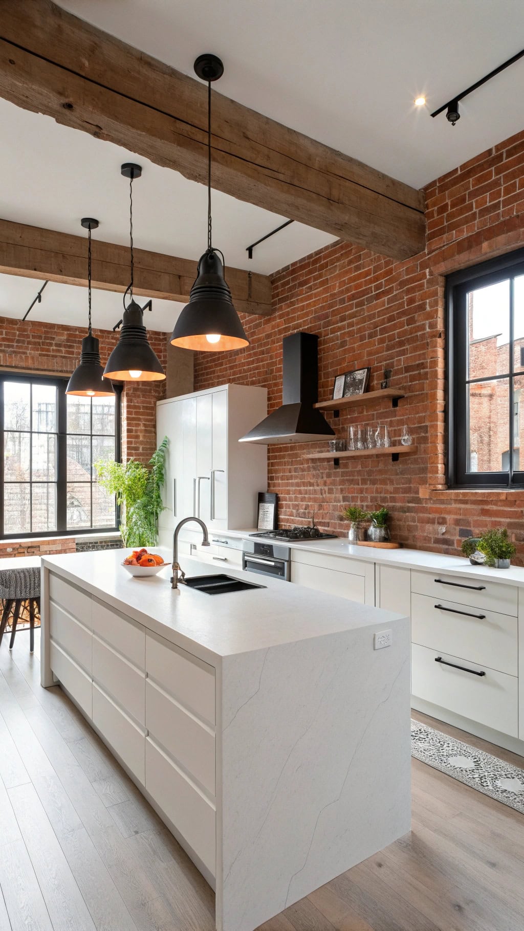 stylish nordic brick kitchen