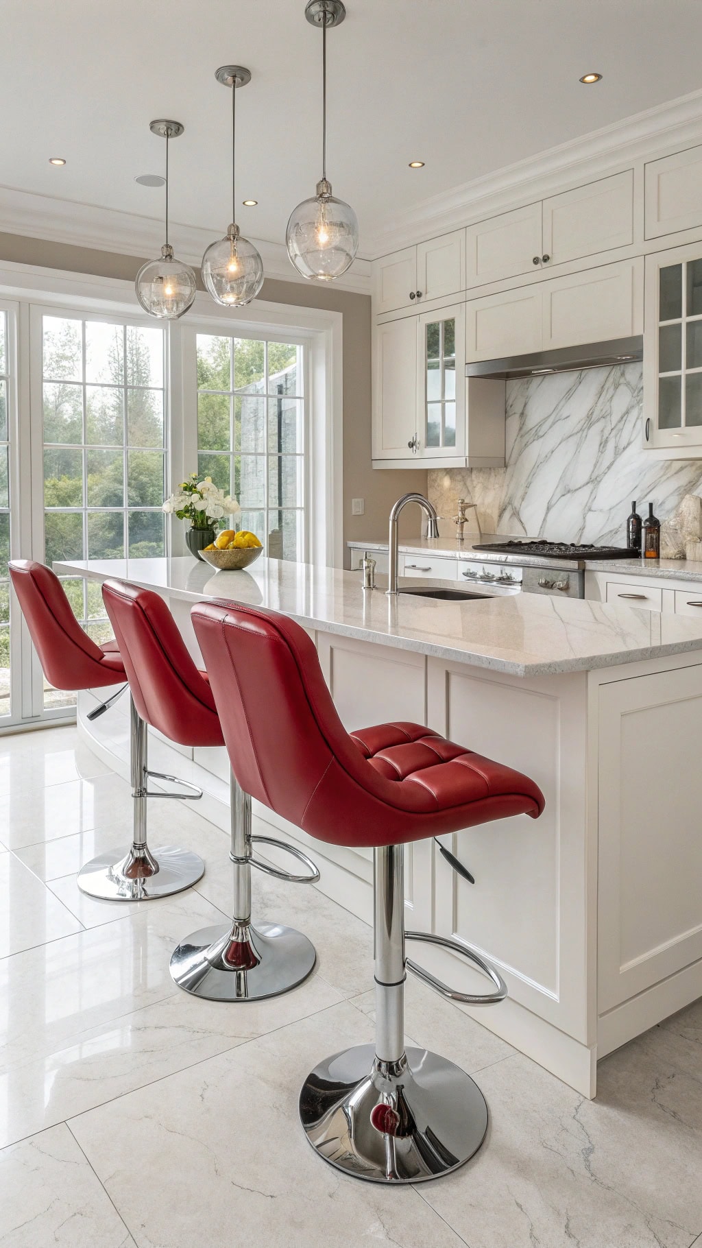 stylish red bar seating