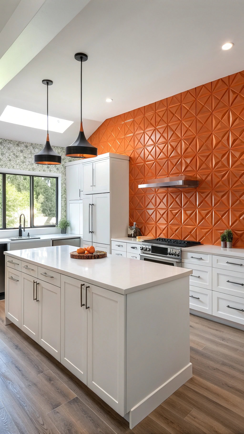 textured three dimensional orange tiles