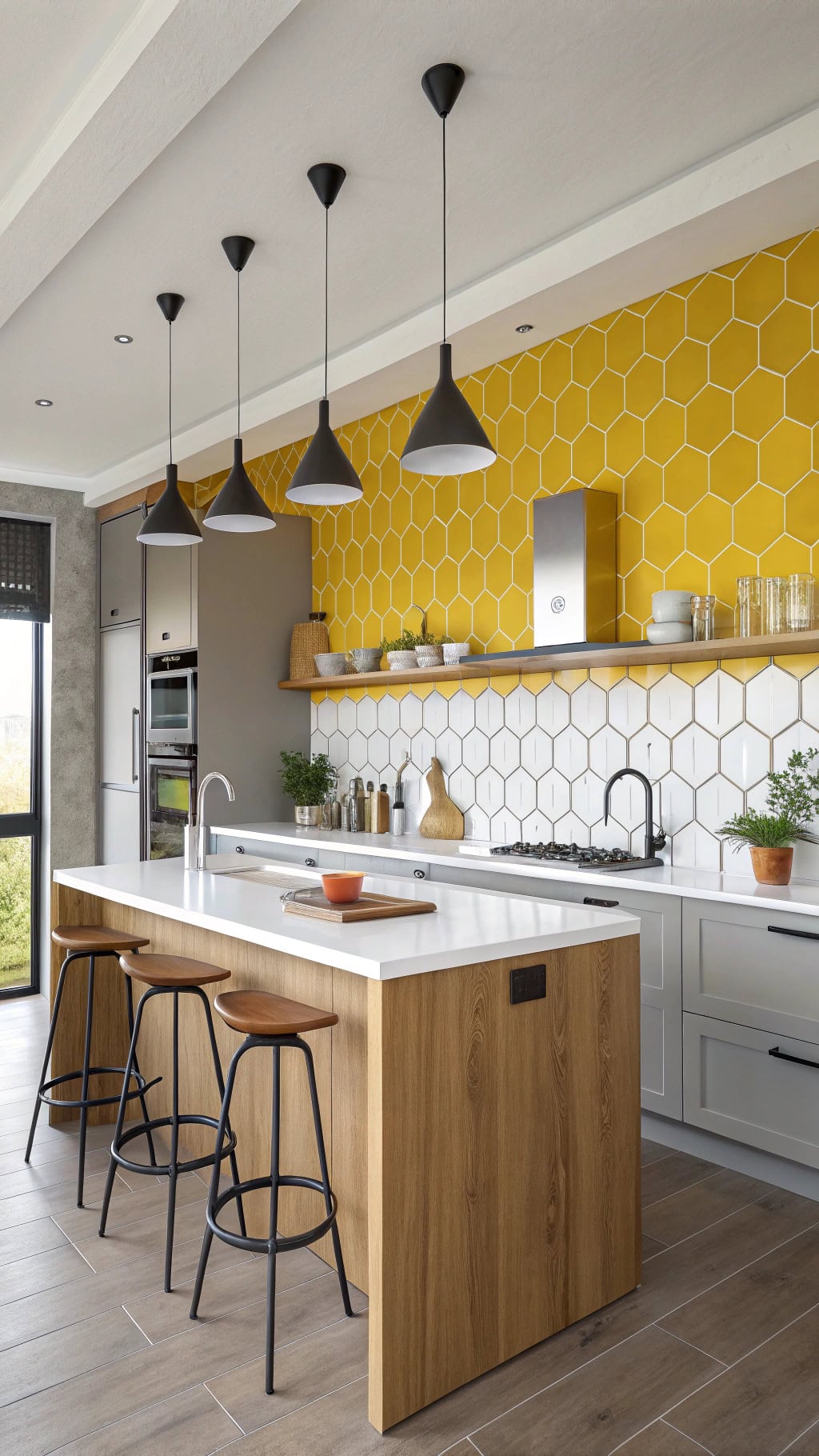 vibrant canary yellow tiles