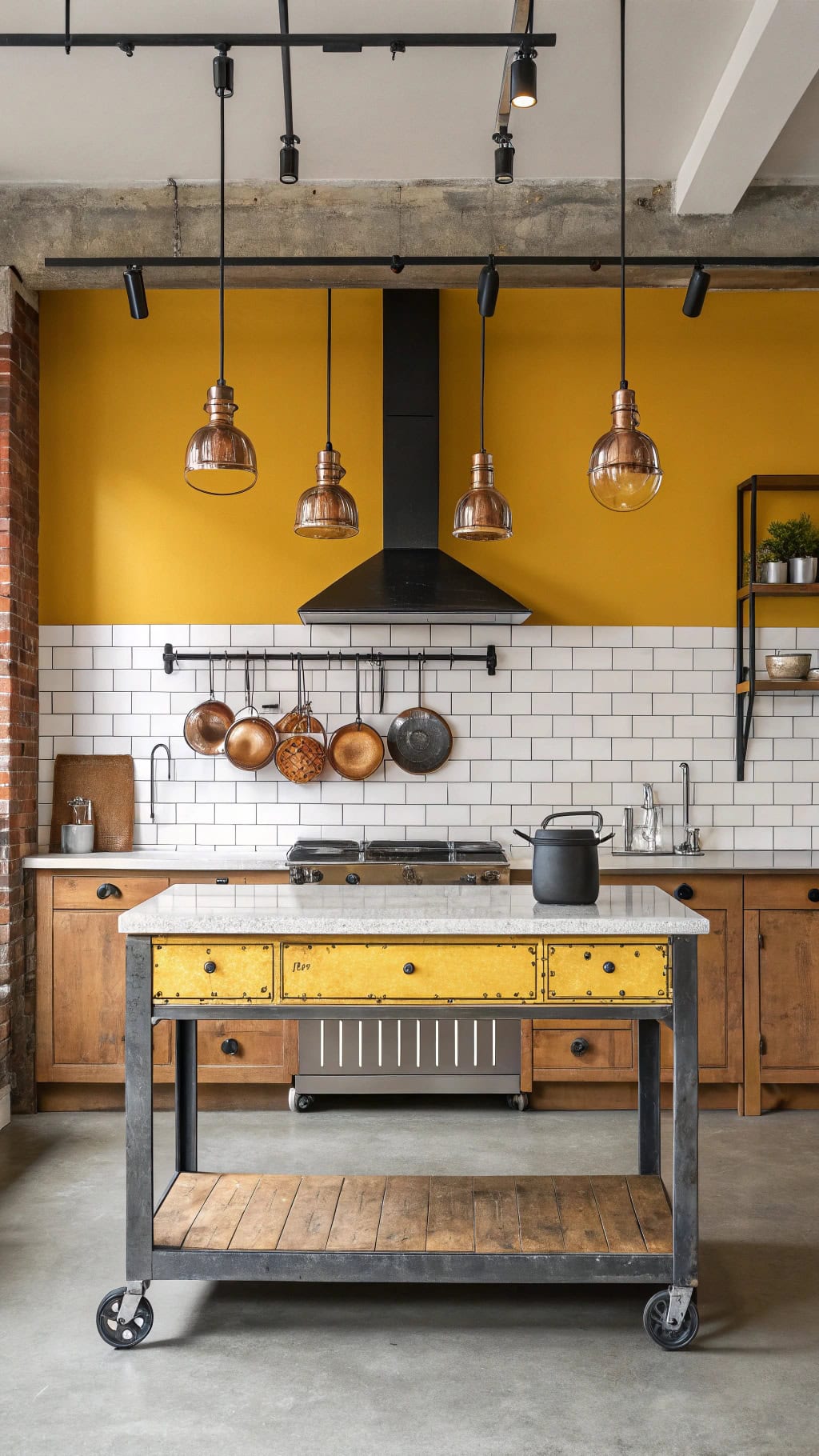 vibrant industrial kitchen design