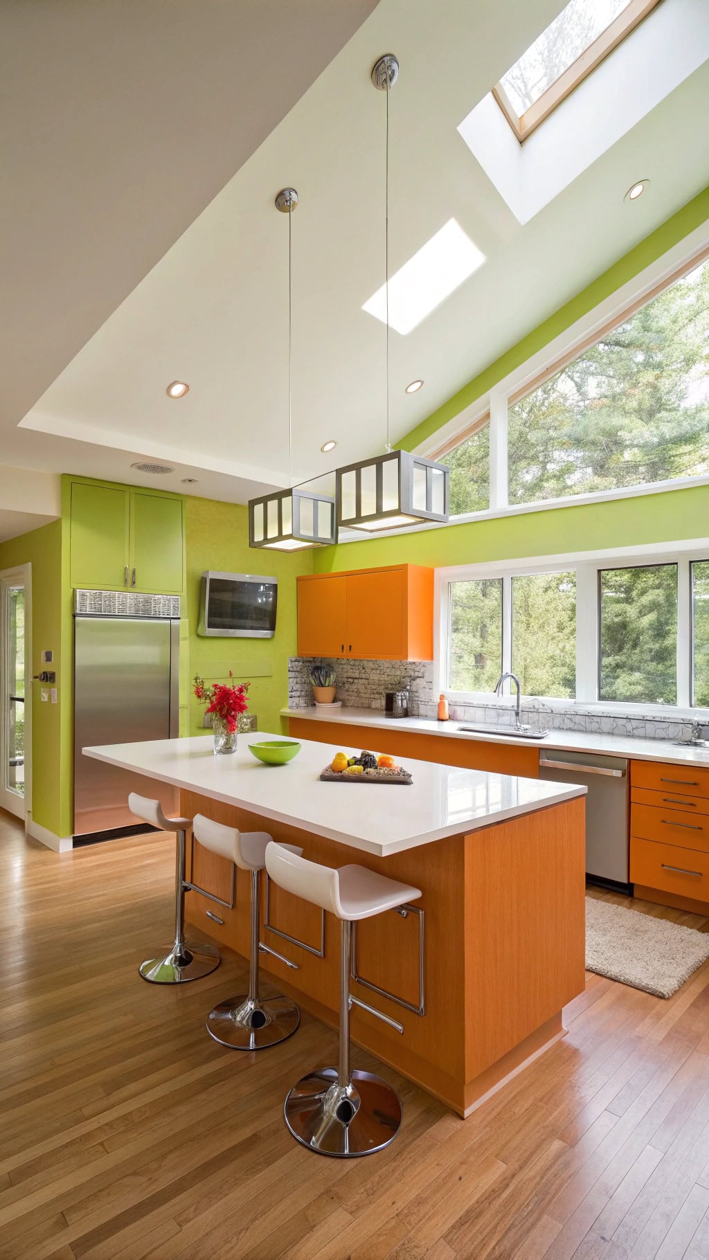 vibrant kitchen with pumpkins