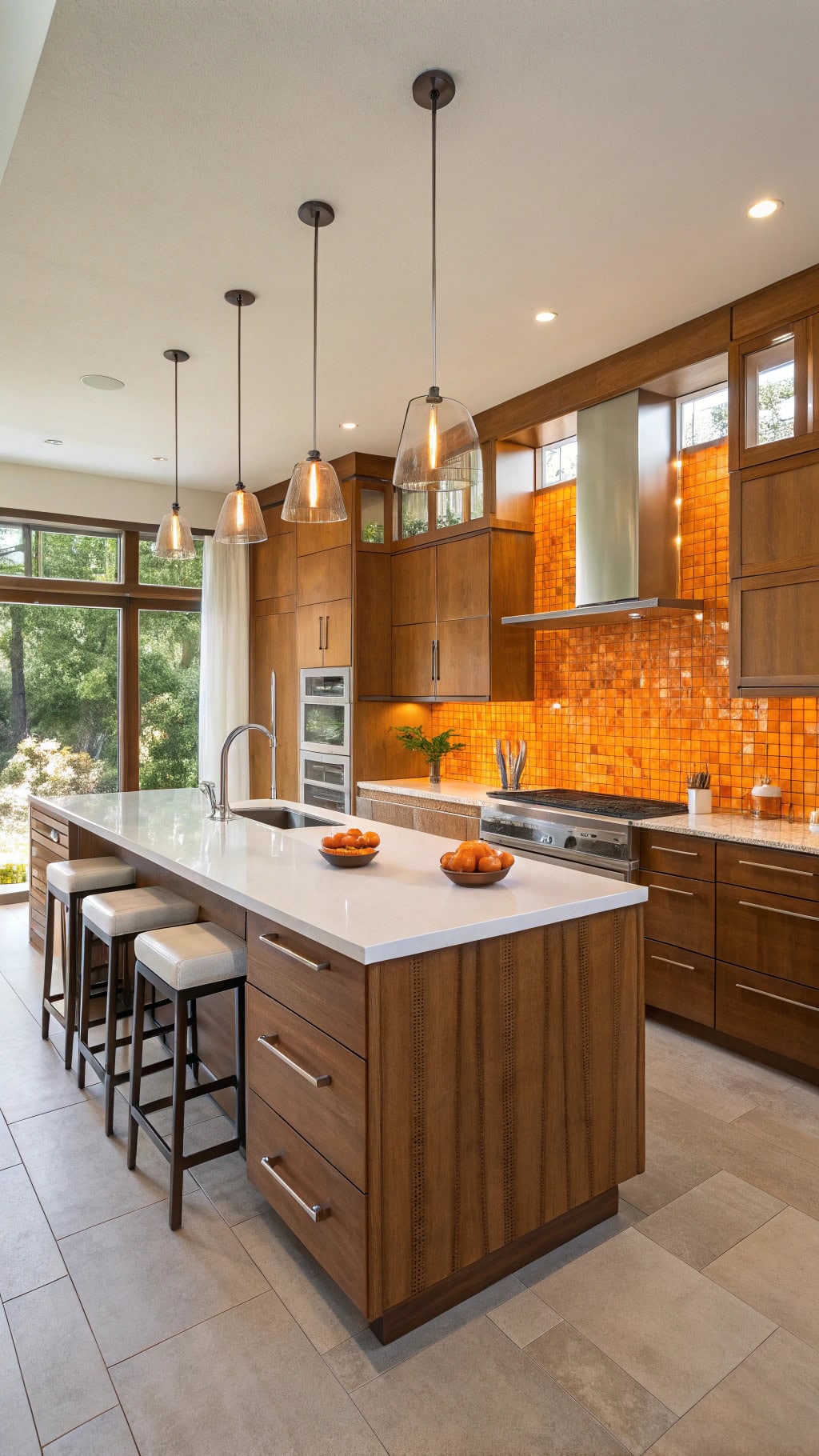 vibrant orange glass mosaic