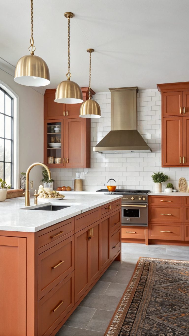 vibrant orange kitchen cabinetry