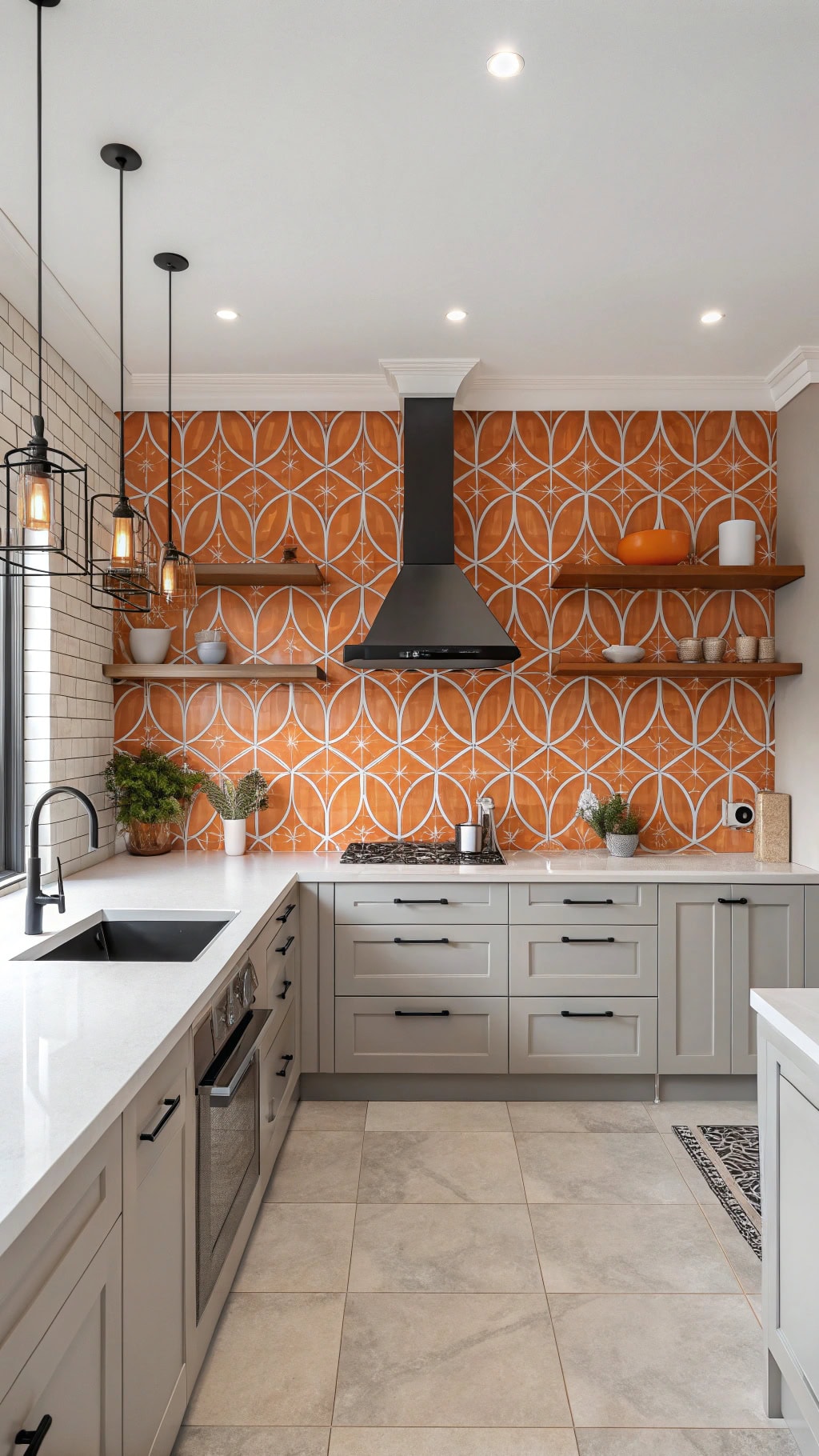 vibrant orange tile design