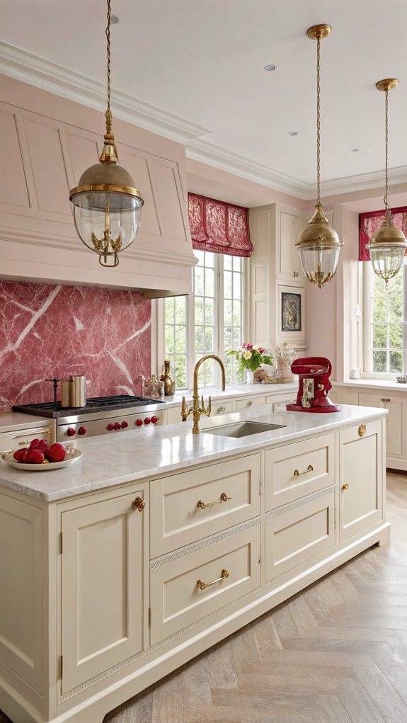 vibrant pink and red kitchens