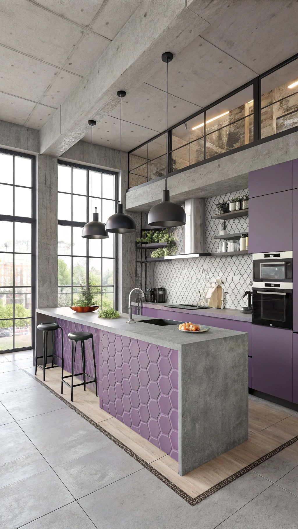 vibrant purple concrete finish