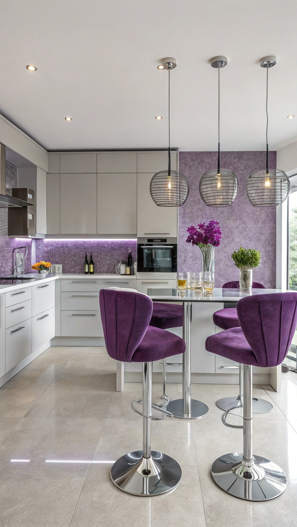 vibrant purple kitchen design