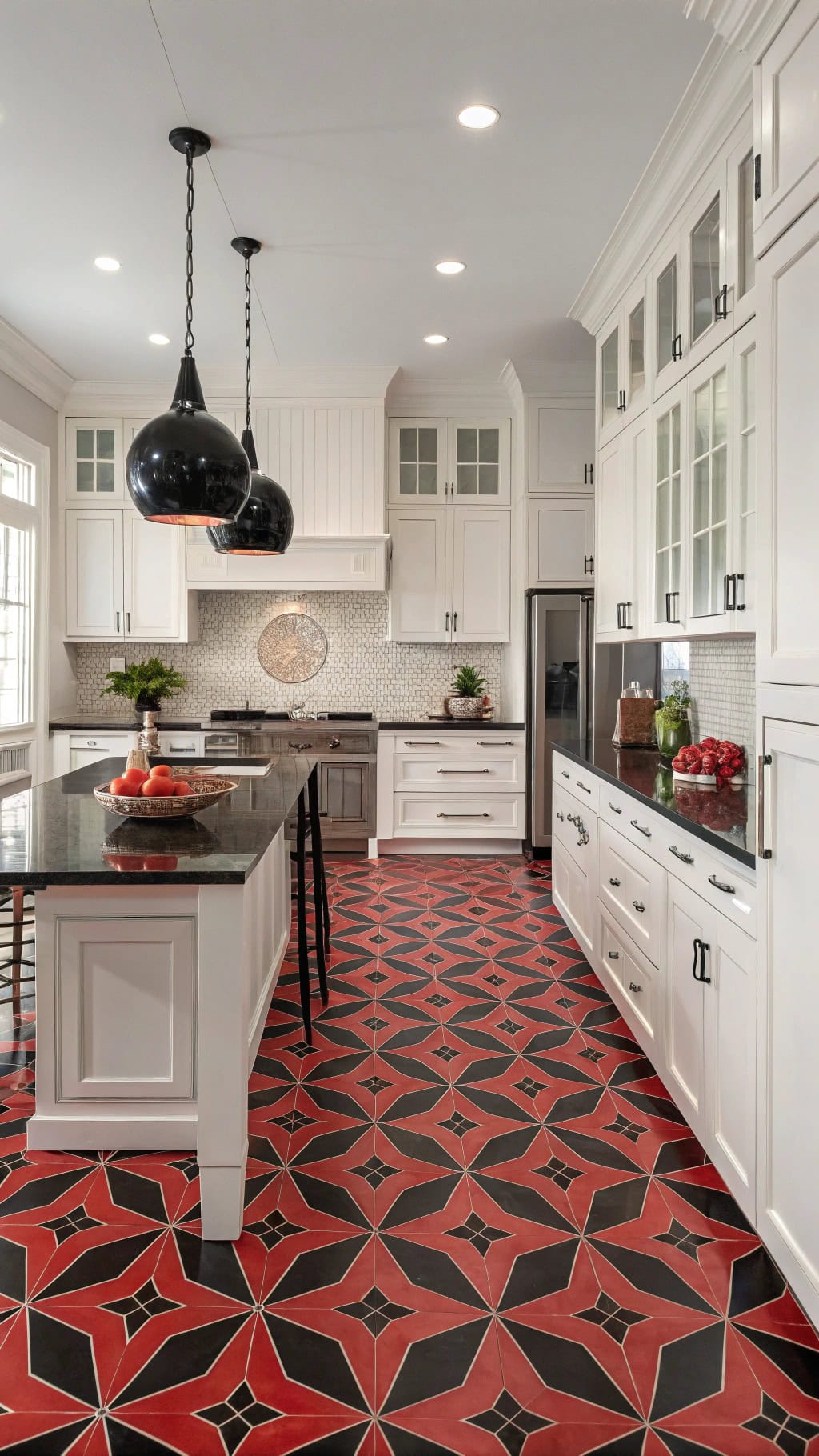 vibrant red black mosaic