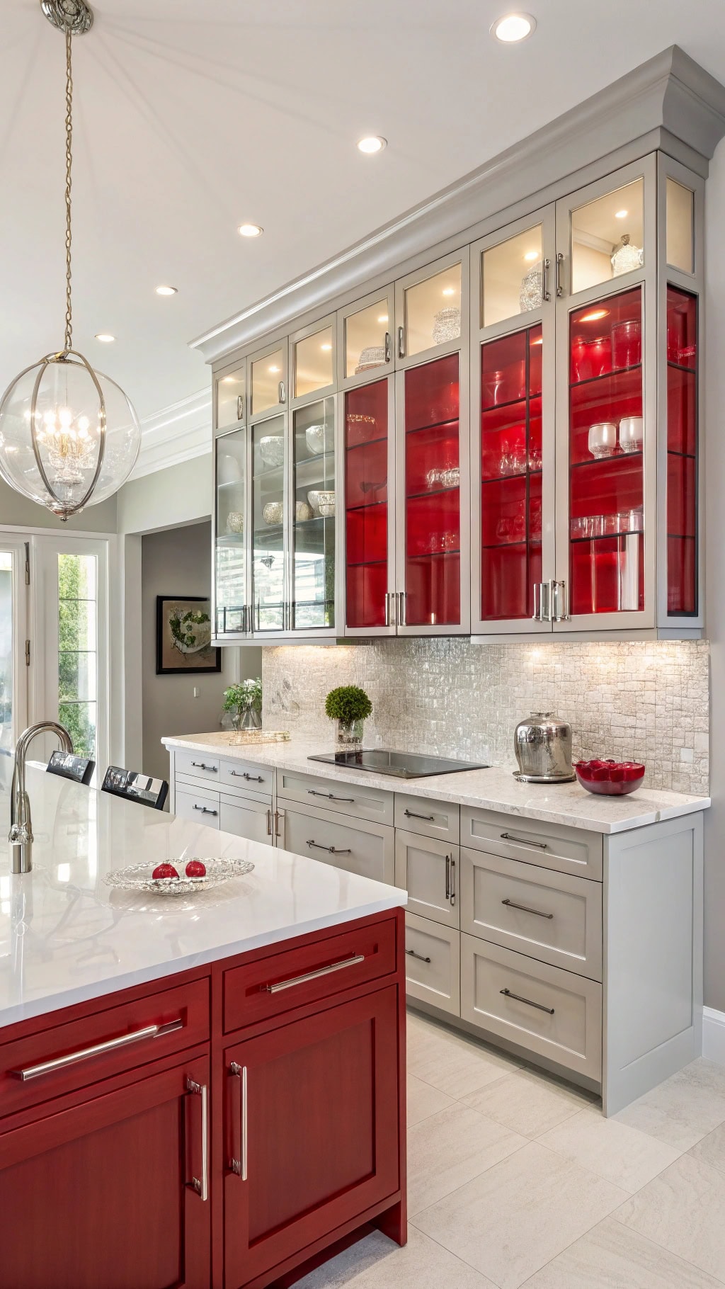 vibrant red glass doors