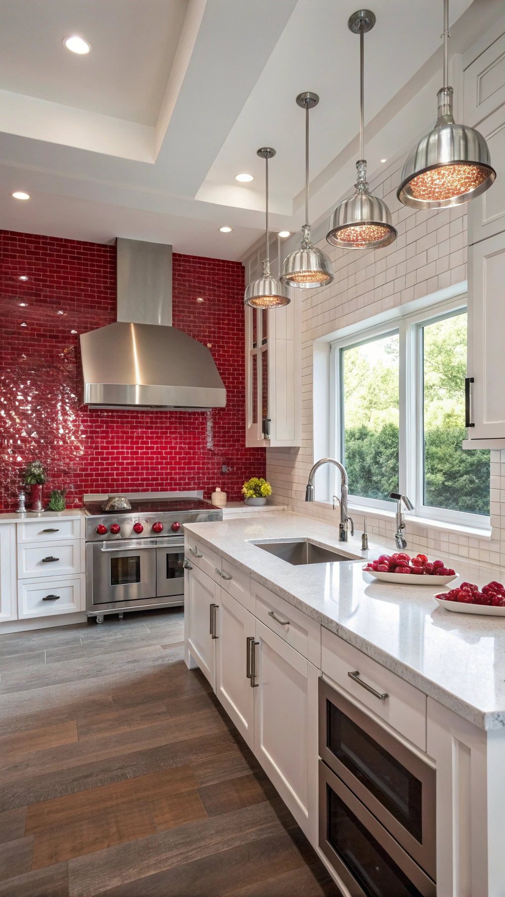 vibrant red glass tiles