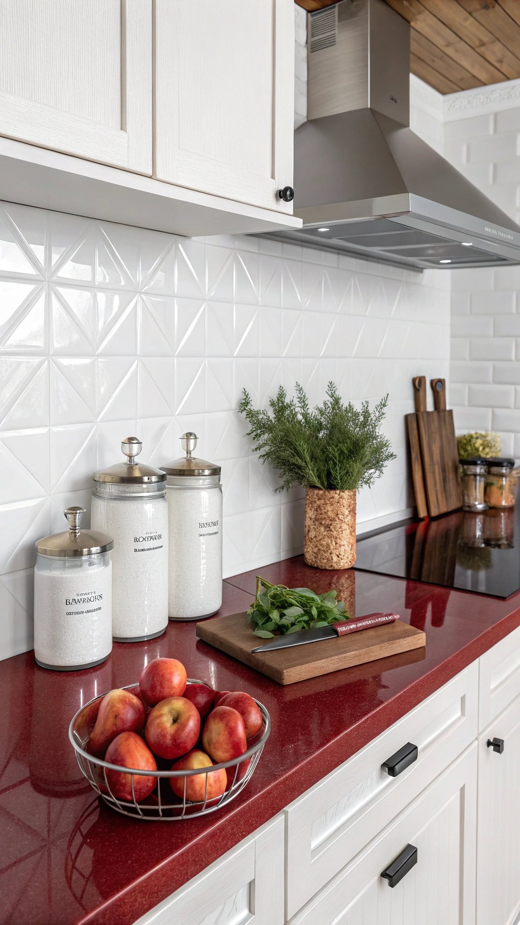 vibrant red kitchen accents