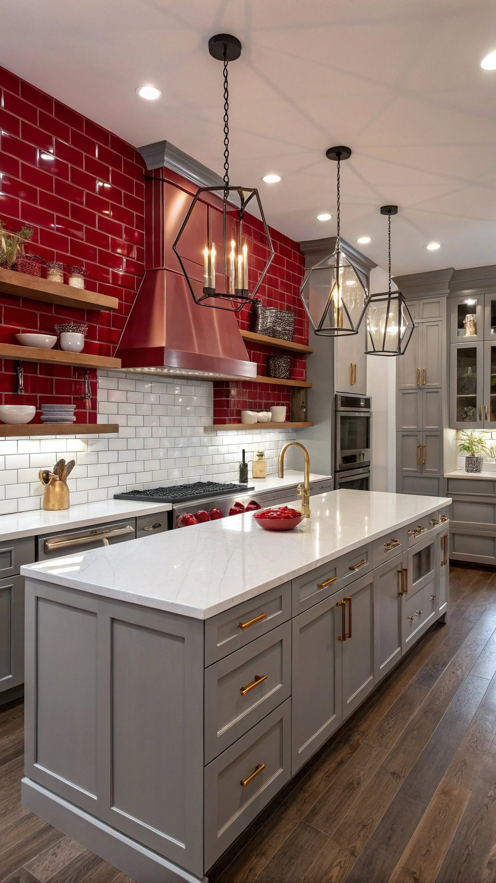 vibrant red kitchen accents