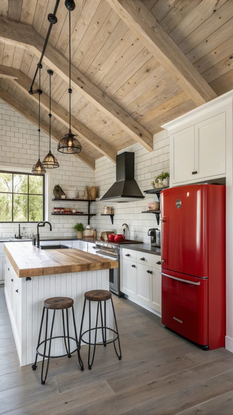 vibrant red kitchen appliances