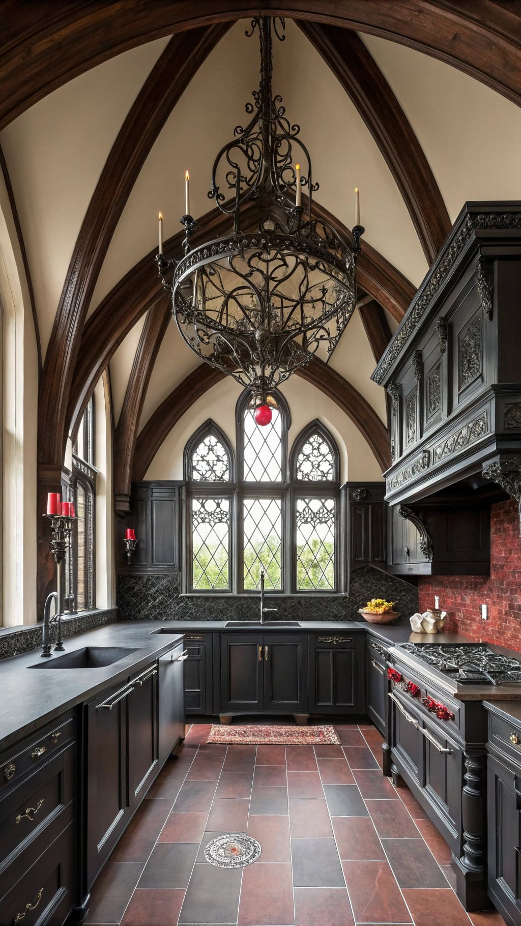 vibrant red kitchen design