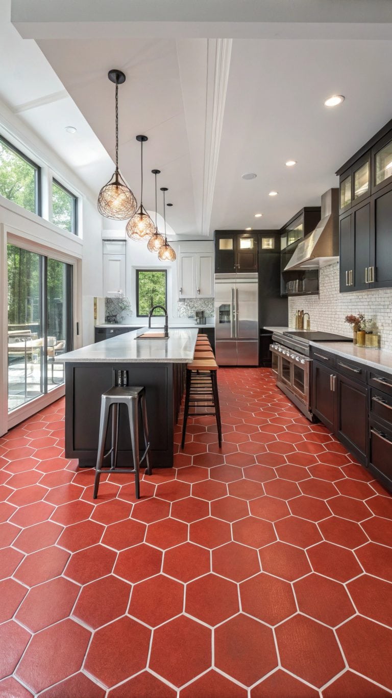 vibrant red kitchen interiors