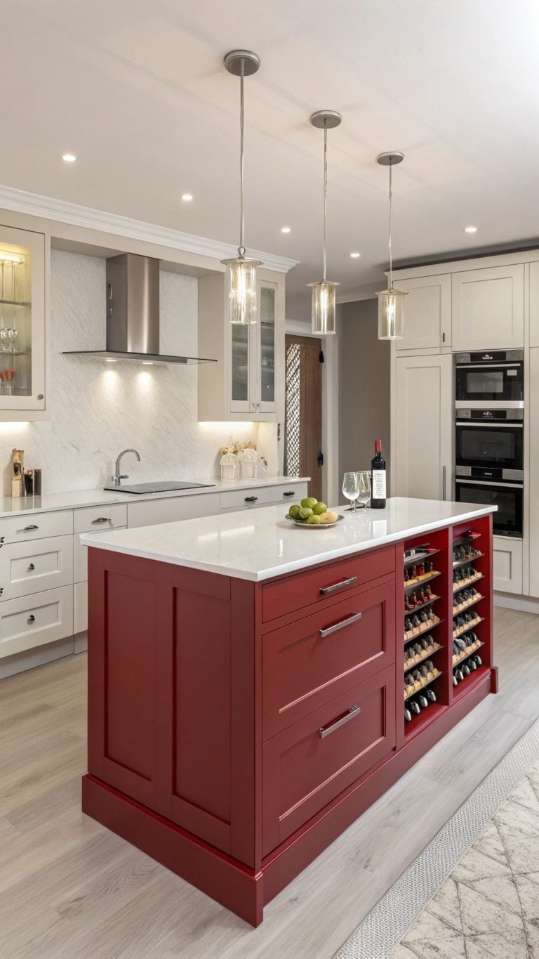 vibrant red kitchen islands