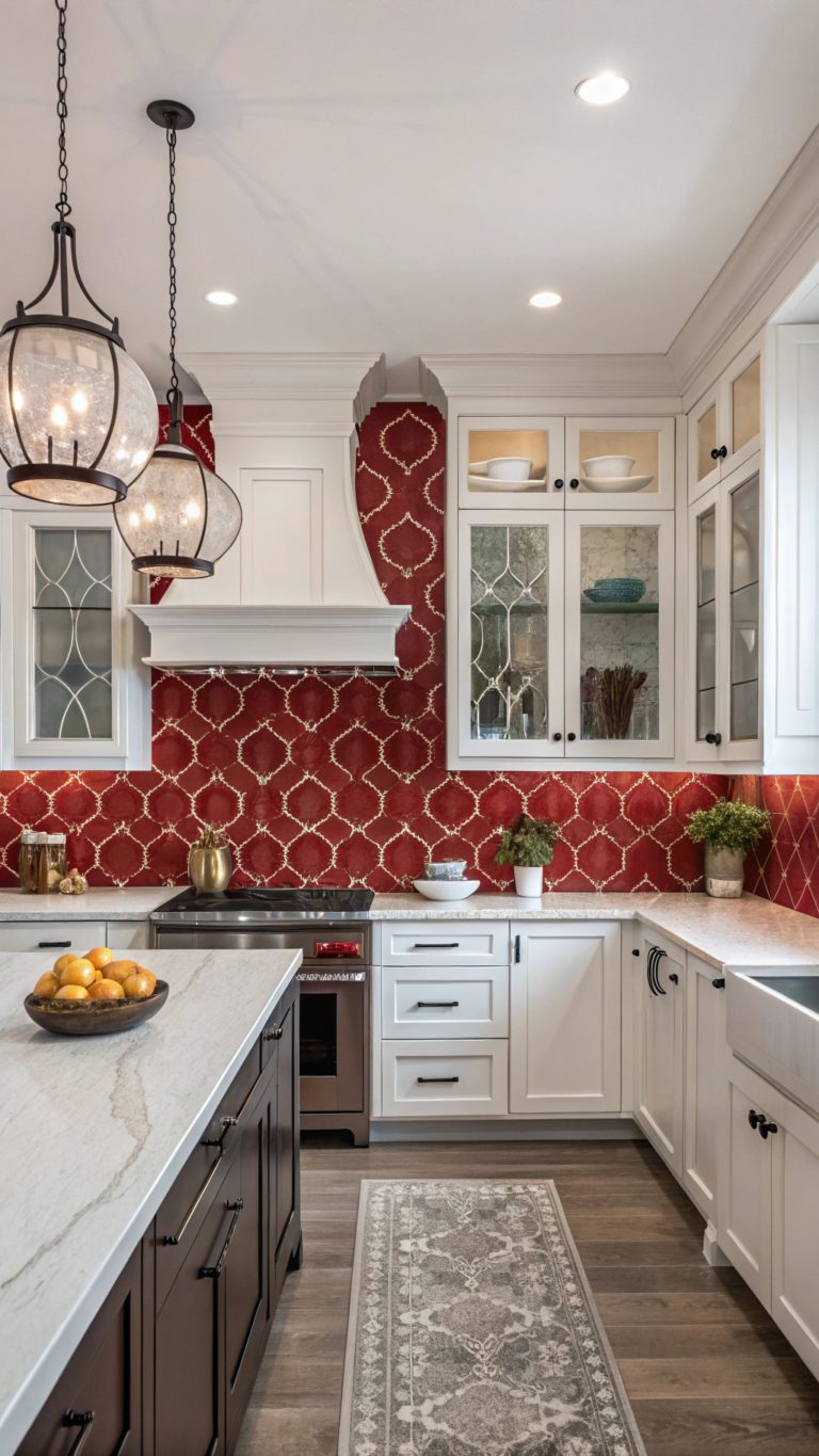 vibrant red tile kitchens