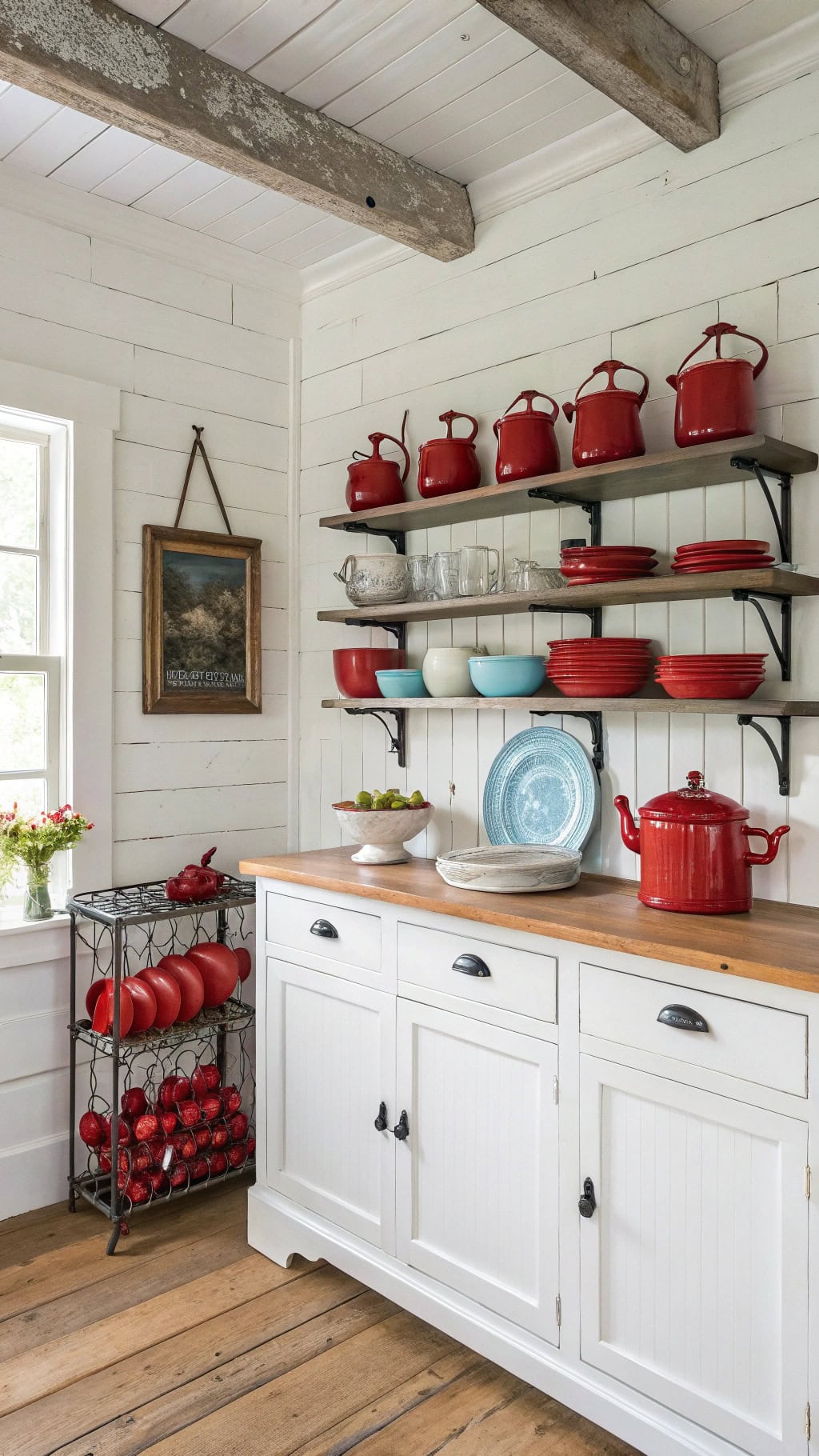 vintage red enamelware collection