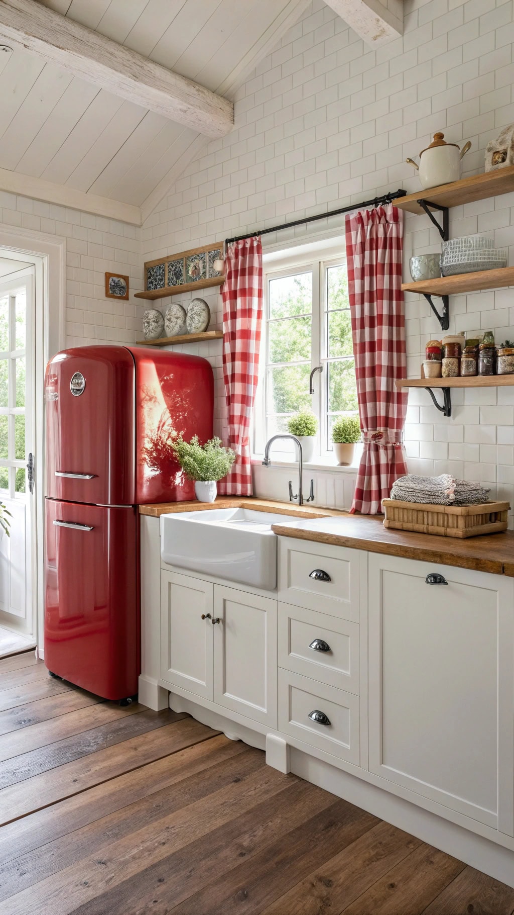 vintage red kitchen appliances