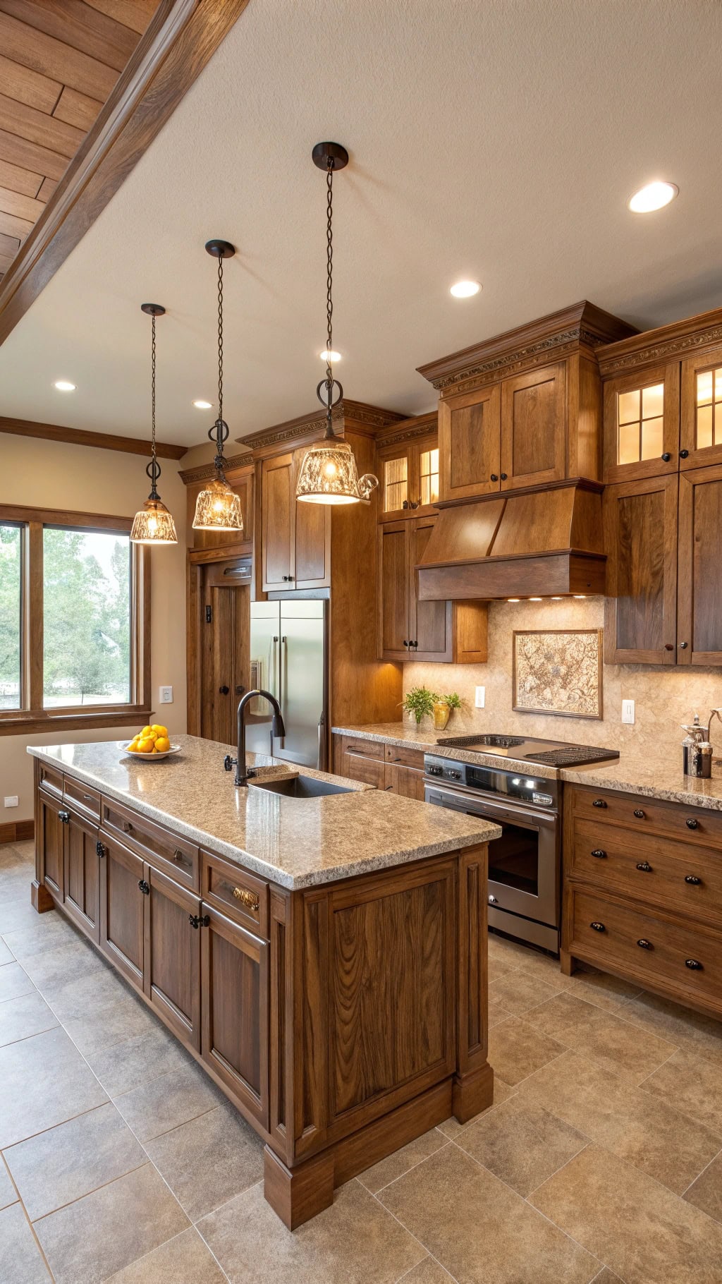 warm honey oak kitchen