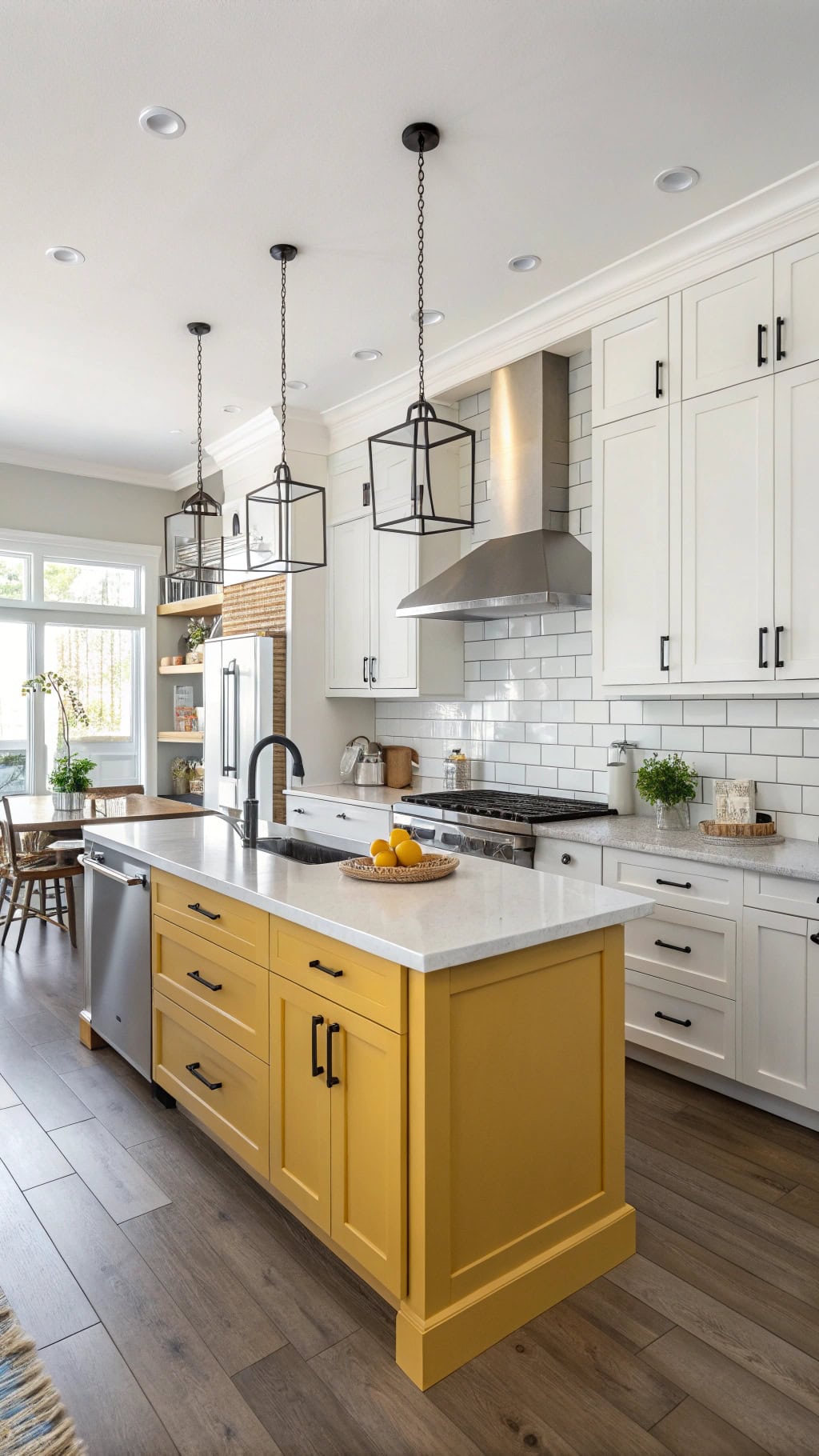 yellow and white cabinetry