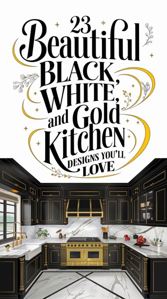 23 Beautiful Black, White, And Gold Kitchen Designs You’ll Love