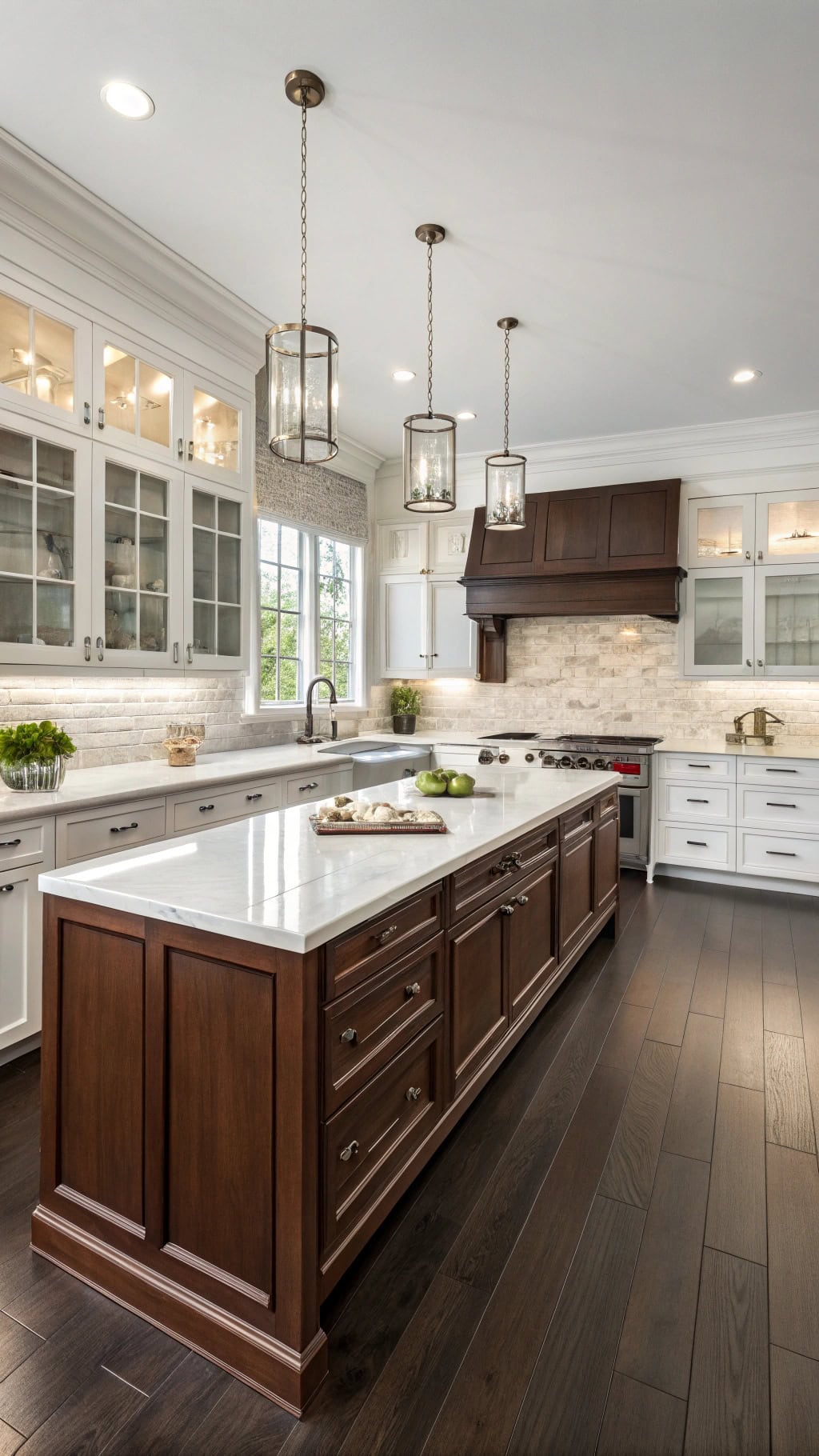 brown and white kitchen