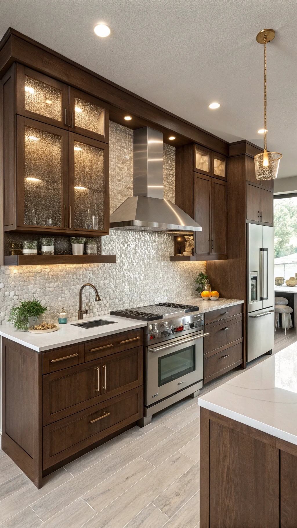 contemporary kitchen with backsplash