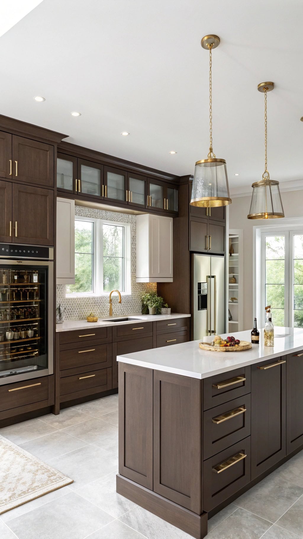 elegant brown cabinets adorned