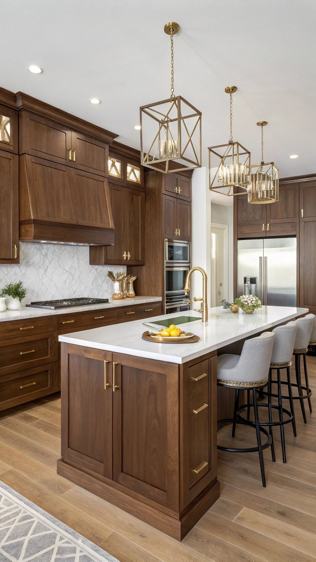 elegant walnut brown kitchen